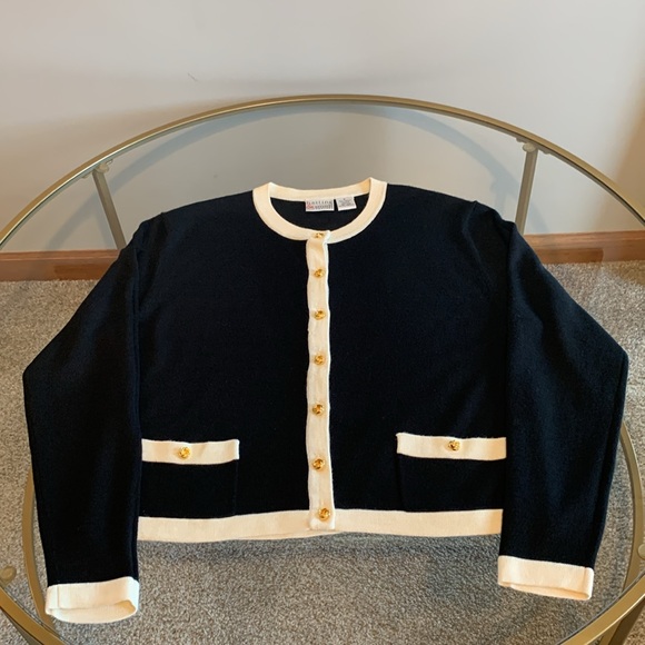 Hasting & Smith Petites black cardigan with white trim - Picture 13 of 16